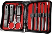Manicure Set-9 Pcs Stainless Steel Nail Care Set-Pedicure Kit & Toe Nail Cutter-Thick Nail Scissors with Cuticle Trimmer (Color : Red)