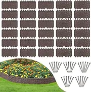 30-Pack Weaving Flower Bed Garden Edging Borders (30 FT) - No Dig Landscape Edging with 8.5” Anchor Stakes & Interlocking Design-Thickened Borders for Lawns, Flower Beds & Landscaping