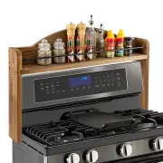 Brown Wood Space Saving Kitchen Spice Rack, Stove Top Spice Rack Organizer