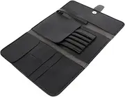 CLISPEED Foldable Leather Hair Scissor Bag Hair Styling Tools Pouch for Scissors Clips Combs Lightweight Barber Tool Case Snap Closure for Convenient Storage