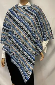 MISSONI Wave ZigZag Shimmer Pancho in Navy Multicolor 3281 0002 NEW