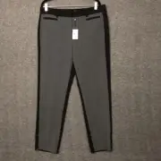 NWT ADRIANA PAPELL WOMENS 14 DRESS/LEISURE ￼PANTS GRAY/BLACK ZIP-CUFF BUTTON/ZIP