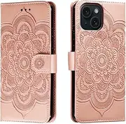 for iPhone 13 Case Wallet with Card Holder Kickstand Magnetic Soft Leather Flip Fold Cover (Pink, iPhone 13)