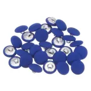 30pcs Fabric Cloth Covered Button 15mm Metal Round Sewing Buttons, Deep Blue