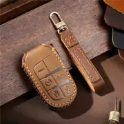 Leather Remote Car Key Fob Shell Case Key Cover Holder For Jeep Chrysler Dodge