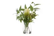Rogue Artificial Flowers in Vase Fake Native Banksia Gum Nut Mix with Pail Vase