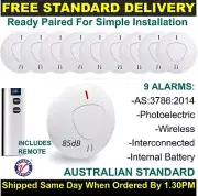 9 Pack Paired Wireless Interconnected Photoelectric Smoke Alarm 10-Yr Battery