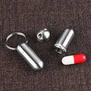 Mini Stainless Steel Sealed Capsule Waterproof Pill Box Camping Pendant PillCase