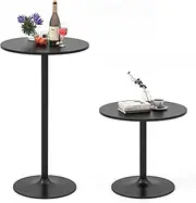 2-Pack Round Bistro Table, 101.5 cm Bar Height Cocktail Table Converts into 56 cm Tall Coffee Table, High Top Pub Table with Heavy-Duty Metal Base for Home Bar, Dining Room, Restaurant