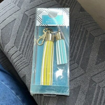Yellow And Sky Blue Tassel Keychain ! NEW