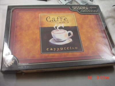 4 Deluxe Placemats Cork Backed CAFFE Design 12x16