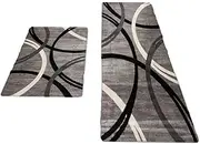 AIMALL 2pcs Long Kitchen Floor Mats 18x29.5in & 18x47.3in - Absorbent, Non-Slip, Dirt-Resistant Entry and Kitchen Rugs, Grey Washable Home Foot Mats