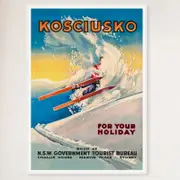 Galrie Vintage Ski Poster of Mount Kosciuszko in New South Wales Australia Home Décor, White Frame, A1 60 x 84cm (23 x 33inch)