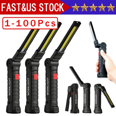 Magnetic Rechargeable COB LED RED Work Light Lamp Flashlight Folding Torch Lot