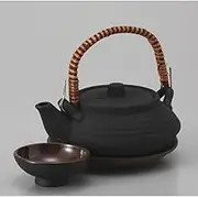Earth Bottle Mushi Black Glazed Flat Earthenware Bottle Steamed (DE-5) [11 x 5.8 cm 200cc] Imported Goods Restaurant Ryokan Japanese Tableware Restaurant Commercial Use