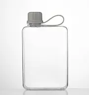 Flat Drink Cup Water Bottle,1Pc Slim Square Pocket Bottle,Tritan Transparent Flat Water Bottle samll Water Bottle Slim Square Pocket Bottle Water Flask,Flat Water Bottle Travel Flask,500ml,Grey