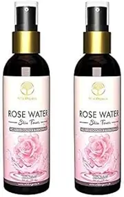 WILD ORGANIC Rose Water 100% Natural No Alcohol Skin Toner Face Mist Refresh Skin/Skin Purifying/Anti Acne/Nourishment/Unclog Pores Pack of 02 for All Skin Type-(120ml+120ml)