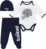 Gerber NFL Baby Boys Registry Gift Set 3 Pack Bodysuit Footed Pant and Cap, Team Color, 3-6M US