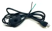 Appliance Cord Pigtail 18AWG 3 wires ON/OFF Switch Black