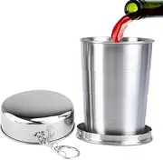 Stainless Steel Collapsible Cup,Collapsible Cups for Traveling - Portable Collapsible Cup with Lid, Stainless Steel Collapsible Cups for Traveling, Backpacking, Camping