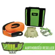 HULK 4x4 Basic 4WD Recovery Kit Snatch Strap Bow Shackle Gloves Carry Bag