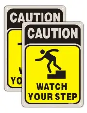 2 Pack Caution Watch Your Step Sign Safety Sign 10 x 7 Inches Security Warnin...