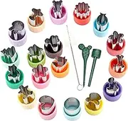AIMEETO Vegetable Cutter Shapes Set 18pcs Mini Sizes Cookie Cutters Set Fruit Cookie Pastry Stamps Mold
