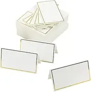 50Pcs Table Place Cards Wedding Name Cards with Gold Foil Border White Blank Small Tent Card for Table Setting Wedding Birthday Dinner Party (Gold)