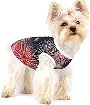 Beautiful Firework print Tshirts for Small Dogs Dog's Fashion Shirt Breathable Sleeveless Shirts for Small Dogs