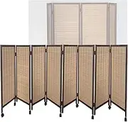 Short Room Divider,4/5/6/7/8Panel Portable Folding Folding Screen,Hand Woven with Wooden Frame,for Kindergarten Studio(100x40cm-8panel)