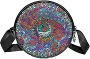 [FVQL] Round Crossbody Bag Purse Messenger Bag Shoulder Bag, Floral Pattern