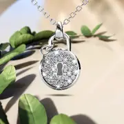 White Gold Pave Set Padlock Necklace Embellished With SWAROVSKI® Crystals