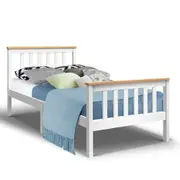 Artiss Bed Frame Double Single Size Wooden Base Mattress Platform Timber White PONY