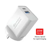 Sansai 20W PD Dual Type USB-C USB-A Mobile Wall Charger Adapter Port Plug