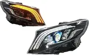 Headlight Assembly Compatible For Benz VITO V-Class 2016-2020 Retrofit LED DRL Front Light Yellow Flow Turn V260 W447(LED,FOR V260_RIGHT)