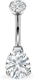 [Rcsinxcto] 14G Astm F136 Titanium Internally Threaded Belly Button Ring Piercing Jewelry Cubic Zirconia Navel Rings Stud Belly Barbell Piercing Jewelry for Women Men 10MM Belly Bars