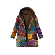 Nevenka Womens Winter Printed Fleece Jacket Casual Sherpa Lined Fuzzy Jacket-FlowerOrange