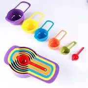 Digital Bus Scale 6 Pcs/Set Measuring Spoons Cups Plastic Measuring Spoon Scoop with Scale for Cooking Measuring Spoon Measuring Cup
