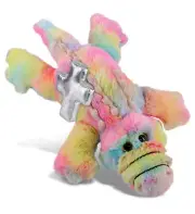 DolliBu Rainbow Alligator Small Stuffed Animal with Silver Cross Plush- 12 Inch
