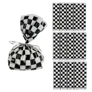 Fun Express Black and White Checkered Cellophane Bags - 5" x 11 1/2", 12 Pieces