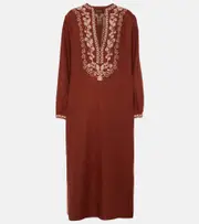 [Loro Piana] Loro Piana Faye embroidered linen kaftan AU 6 red