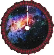 [VPPUR] Galaxy in The Universe Print Xmas Tree Skirt Santa Xmas Decor Holiday Party 48''36''30''Christmas Tree Skirt