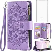 Asuwish Compatible with Samsung Galaxy Note 20 Ultra Glaxay Note20 Plus 5G Wallet Case and Tempered Glass Screen Protector Phone Cover for Gaxaly Notes 20Ultra Note20+ U + 20+ Twenty Not S20 Purple
