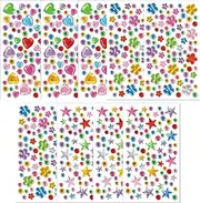 Jotia 9 Sheets Gem Stickers Jewels for Crafts, Self Adhesive Rhinestone Jewel Stickers Gem Embellishment Sticker Round Star Heart Flower Shape Bling Jewel Crystal Sticker