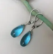 New Sterling Silver Blue Quartz Sundance Charm artisan Jewelry earrings