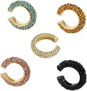 [COSMEVIVI] Rhinestone Earrings Ear Clip Alloy C Shape Ear Clip Rhinestone Ear Clip