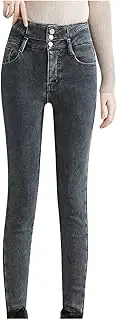 [LMSXCT] Womens Winter Jeans Thick Sherpa High Waisted Skinny Denim Pants Fleece Lined Slim Stretch Warm Jeggings with Pockets