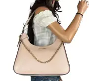 MICHAEL KORS WILMA LARGE STRING CHAIN SHOULDER LEATHER BAG PINK