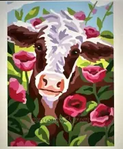 Printed needlepoint Tapestry 30x40cm Cow Canvas Only Rto