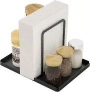 Metal Napkin Holder with Salt and Pepper Shakers Caddy, Black